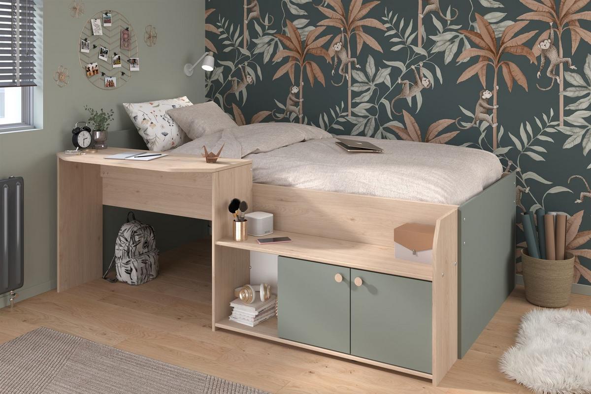 HOCHBETT halbhoch Parisot Jade 90x200 Holznachbildung Grün/Eiche - Eichefarben/Grün, Kunststoff (90/200cm) - 58aufmkessel