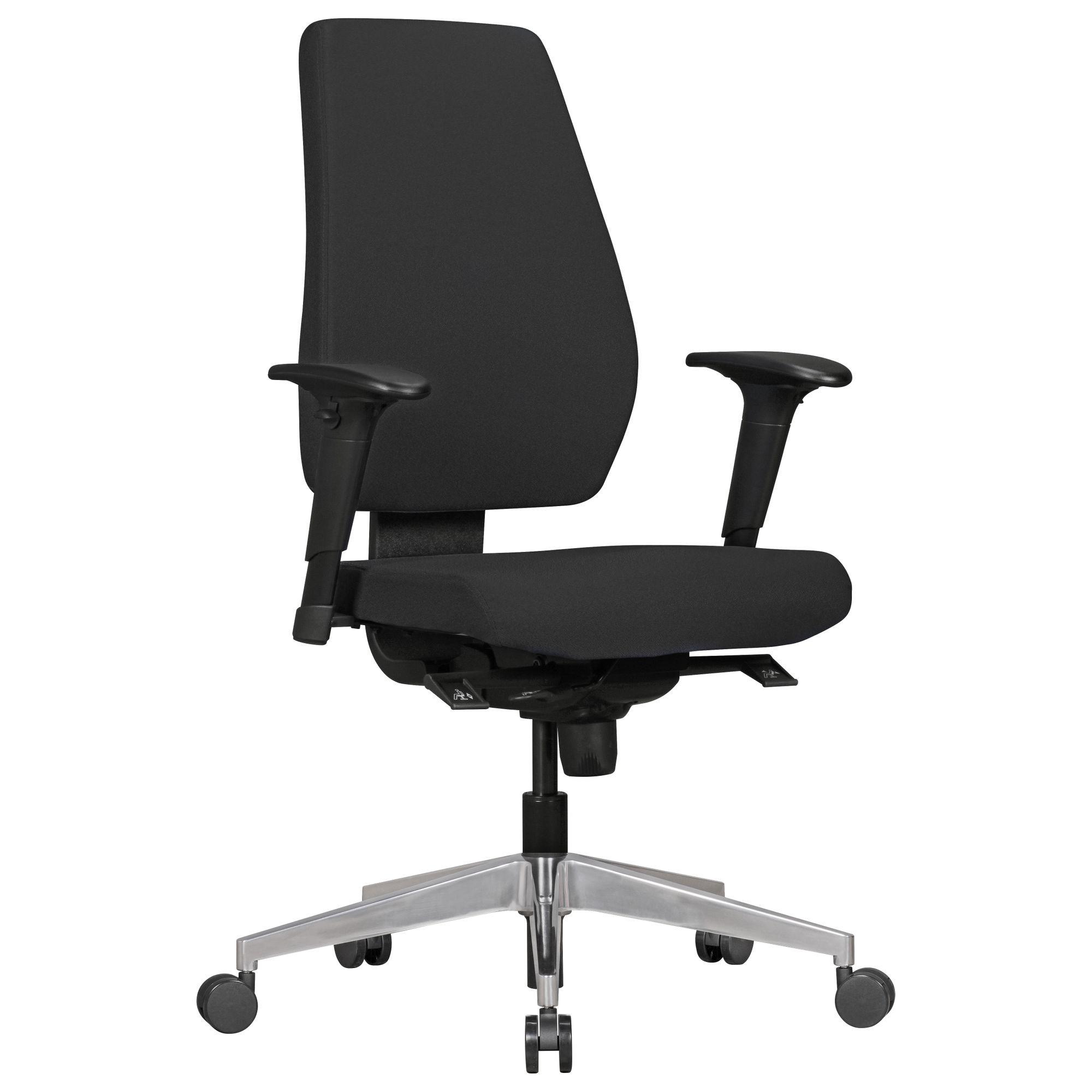 BÜROSTUHL Stoff mit Lendenstütze, höhenverstellbaren Armlehnen und Aluminiumfuß LATINA - Silberfarben/Schwarz, Textil/Metall (70/119/63cm) - KADIMA DESIGN