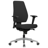 BÜROSTUHL Stoff mit Lendenstütze, höhenverstellbaren Armlehnen und Aluminiumfuß LATINA - Silberfarben/Schwarz, Textil/Metall (70/119/63cm) - KADIMA DESIGN