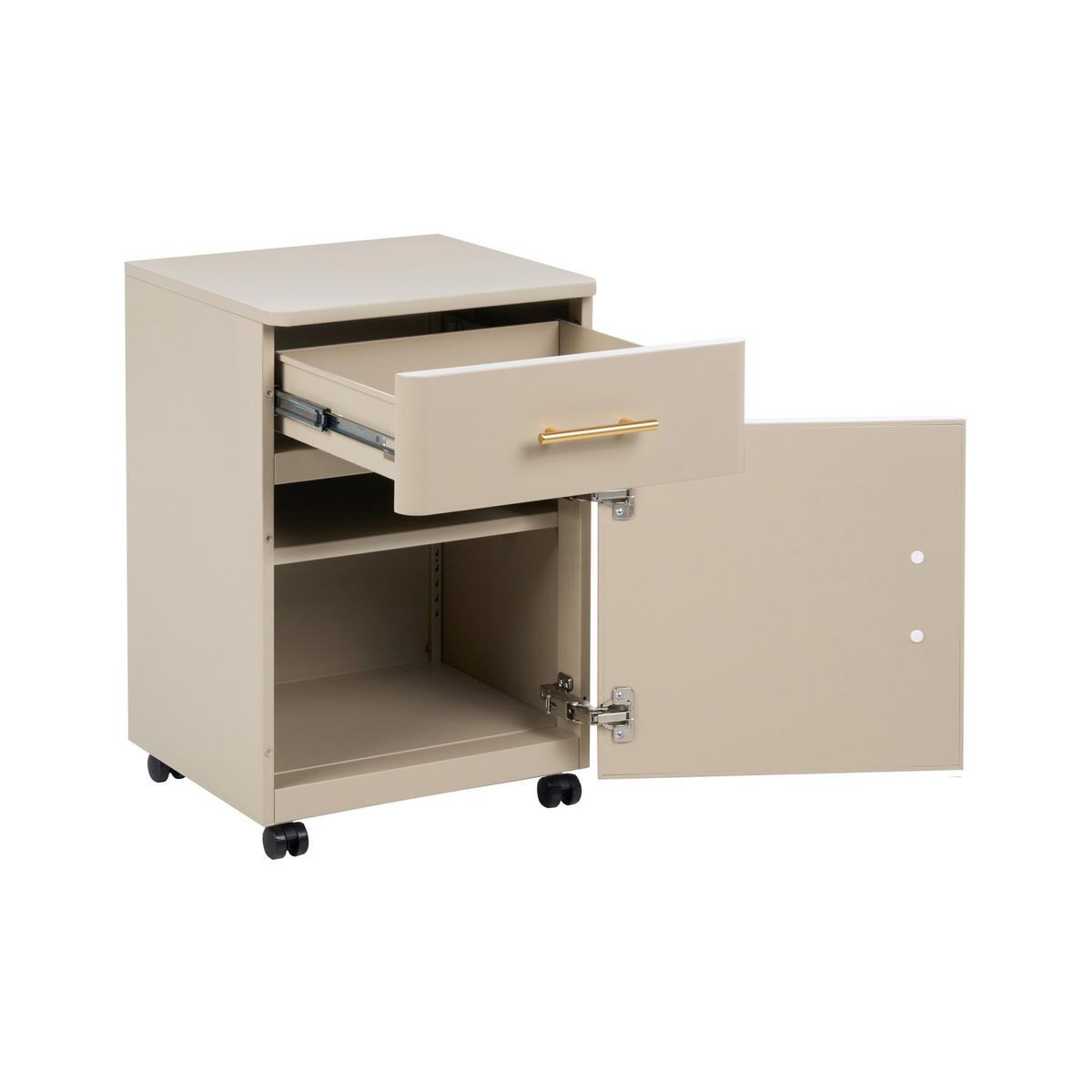 NACHTTISCH mit 1 Schublade Metall Beige Ombura - Beige, Metall (40/45/65cm) - Beliani