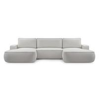 WOHNLANDSCHAFT Ablia Hellgrau 364/168/87 cm mit Schlaffunktion - Hellgrau/Schwarz, Kunststoff/Textil (364/87/168cm) - AX Living