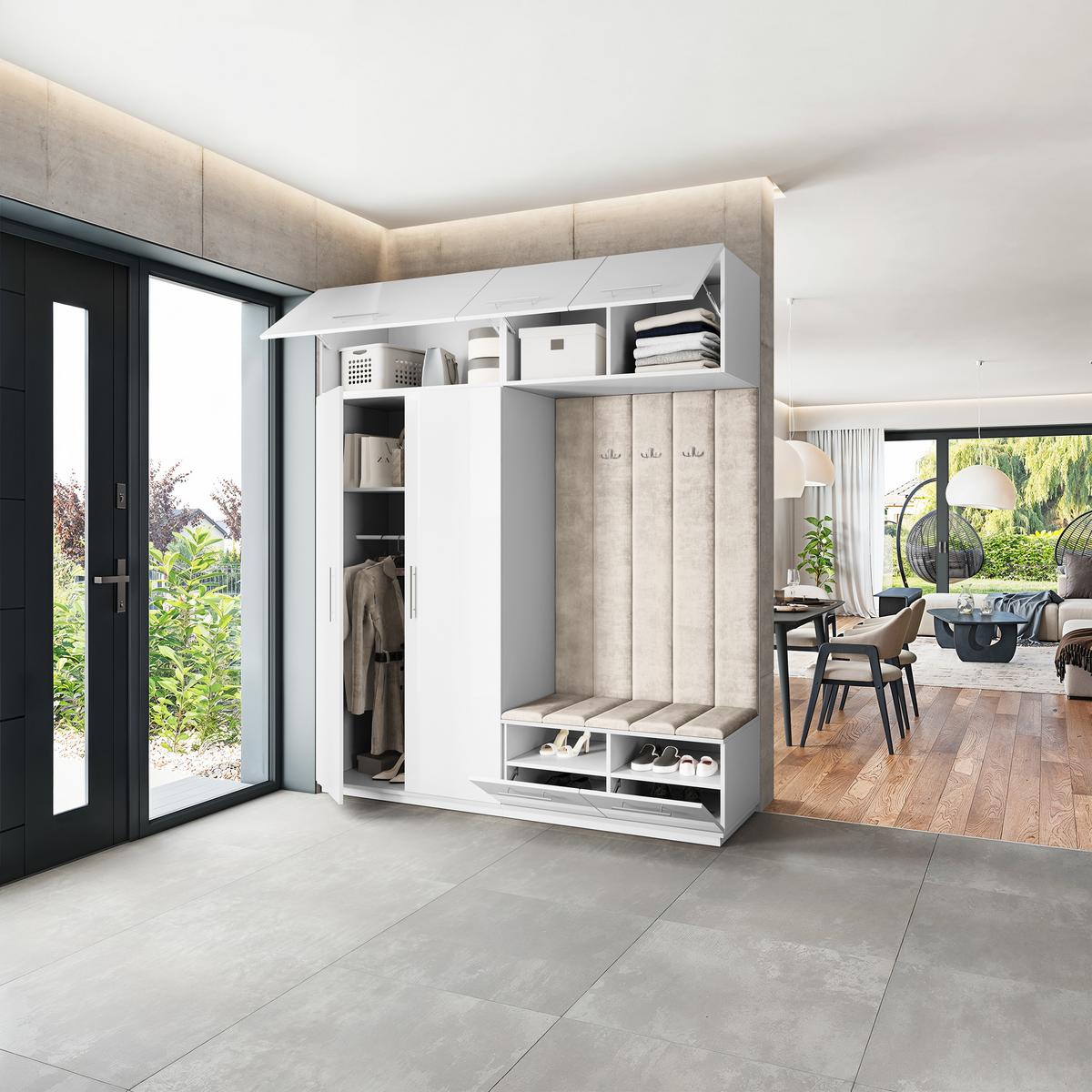 GARDEROBENSCHRANK REMA 200/240/60 cm Modern Weiß - Beige/Weiß, Holzwerkstoff (200/240/60cm) - MASSENO