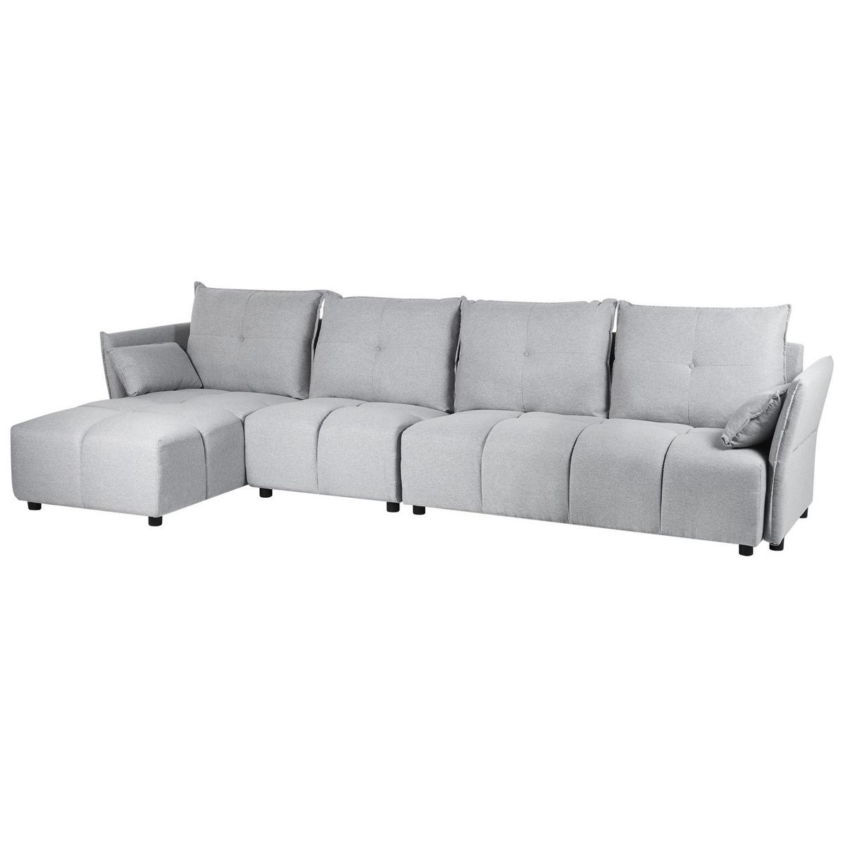 4-SITZER-ECKSOFA Polyester Grau linksseitig Tomra - Hellgrau, Textil (325/136cm) - Beliani