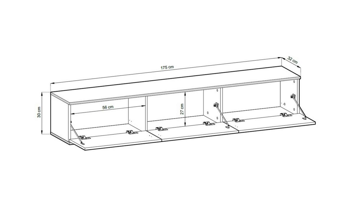TV-SCHRANK Oris Weiß matt Glamour Style 175 cm - Weiß, Holzwerkstoff (175/30/32cm) - Meble Lindner
