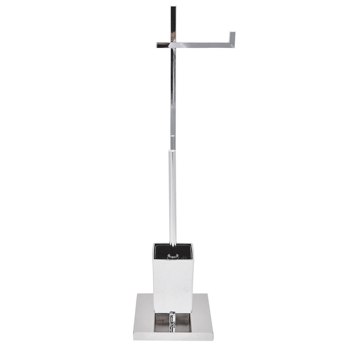TOILETTENPAPIERHALTER mit Bürste Metall Silber Ulapes - Silberfarben, Metall (18/70/18cm) - Beliani
