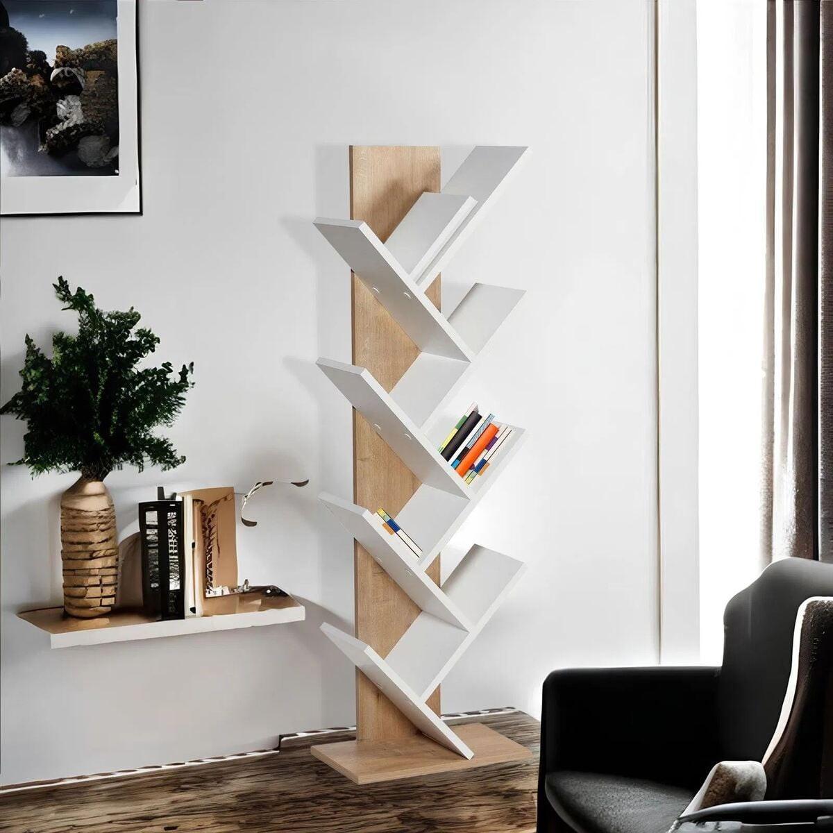 BÜCHERREGAL in eiche- und weissoptik 22/46/129,8 cm - Eichefarben, Holzwerkstoff (22/129.8/134cm) - Calicosy