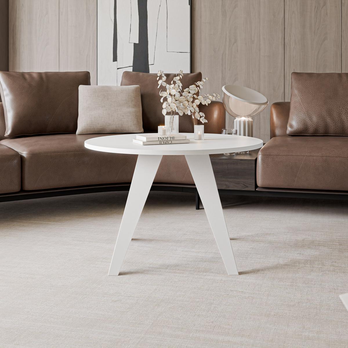 COUCHTISCH FERRO 75/50 cm runden, Weiß / Arktisweiß - Weiß, Metall (75/75/50cm) - Idohome
