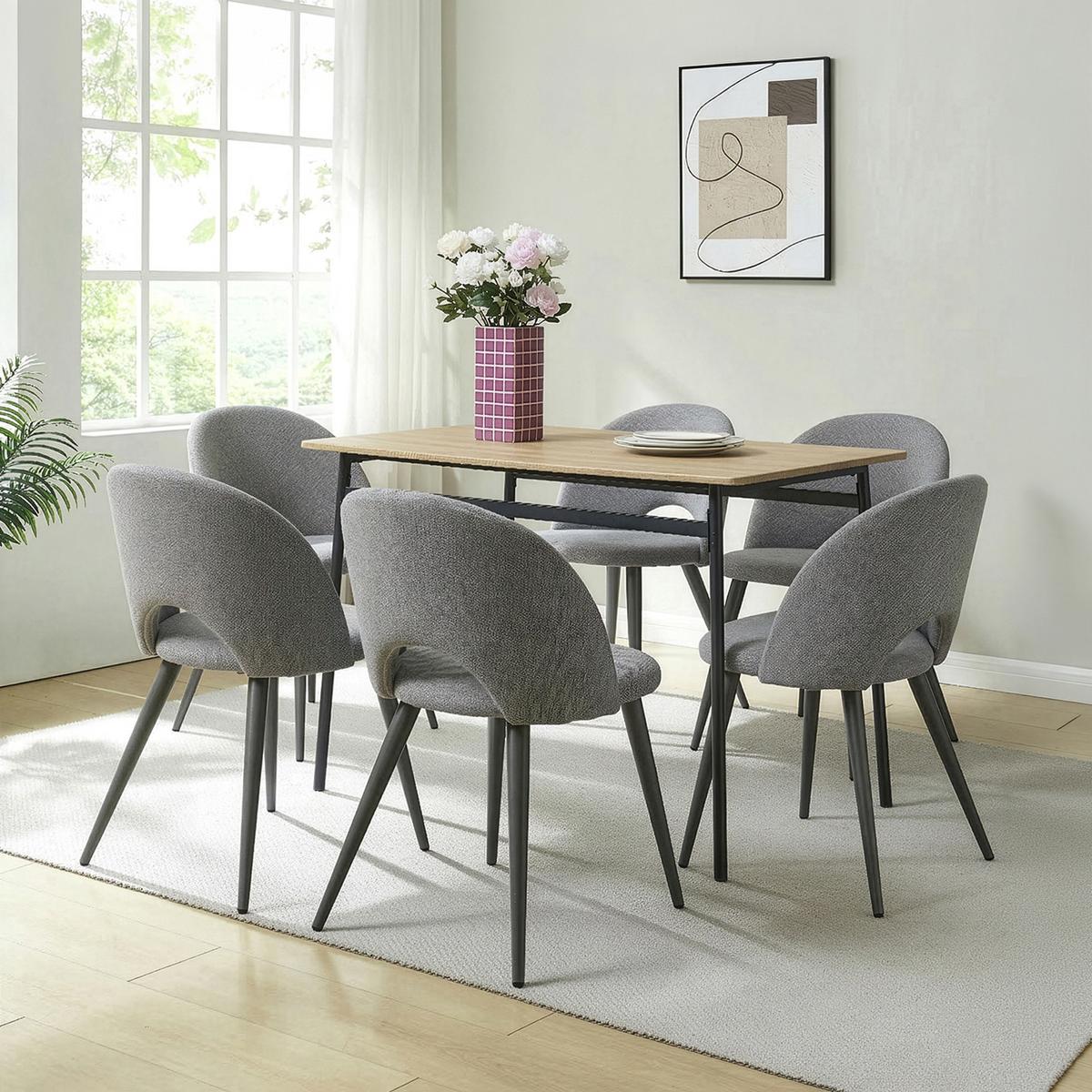 ESSZIMMERSTUHL-SET 6 TLG. Karijoki - Dunkelgrau/Grau, Textil/Metall (50/77/55cm) - [en.casa]