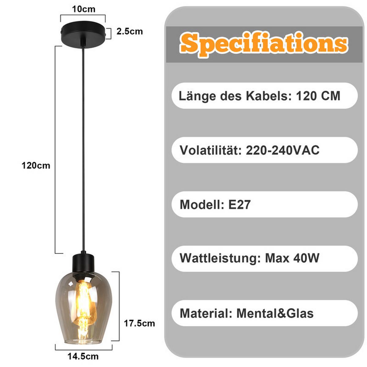 PENDELLEUCHTE BLAUBEUREN Ⅲ 10/10/120 cm - Schwarz, Metall (10/10/120cm) - Nettlife
