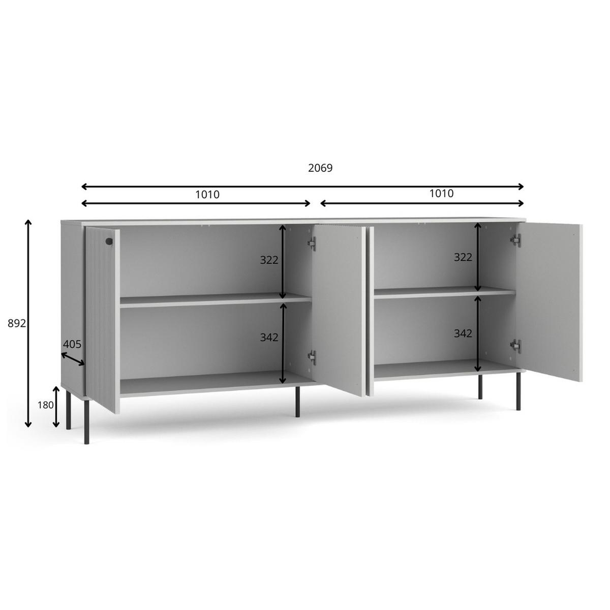 KOMMODE Grau 207/89/41 - Grau, Holzwerkstoff (207/89/41cm) - RAUMHIRSCH FURNITURE