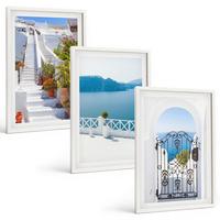 BILDER SET 3er Set - 40x60 cm Weißer Rahmen - Weiße Treppenpflanzen Seetor - Weiß, Kunststoff (40/60cm) - TULUP
