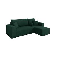 ECKSOFA mit Schlaffunktion Ottomane Rechts SENO-L 249x139x85 Grün Velours - Schwarz/Grün, Holzwerkstoff/Kunststoff (249/139cm) - ALTDECOR