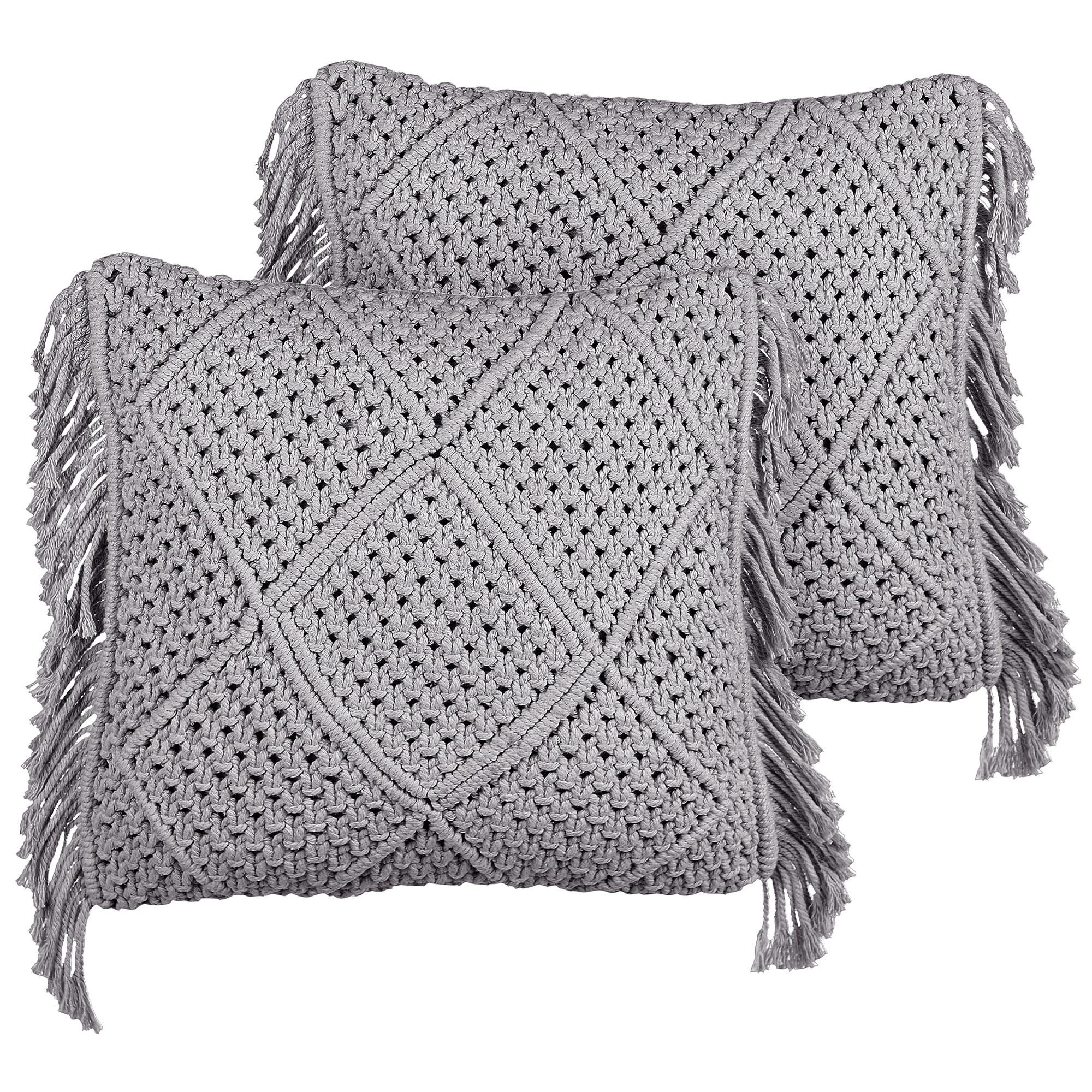 DEKOKISSEN 2er-Set Grau 45/45 cm Besham - Grau, Textil (45/45cm) - Beliani