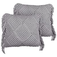 DEKOKISSEN 2er-Set Grau 45/45 cm Besham - Grau, Textil (45/45cm) - Beliani