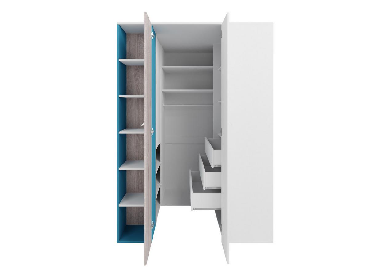 ECKKLEIDERSCHRANK Planet 01 L / P - Eichefarben/Schwarz, Holzwerkstoff (135/190/135cm) - MIRJAN24