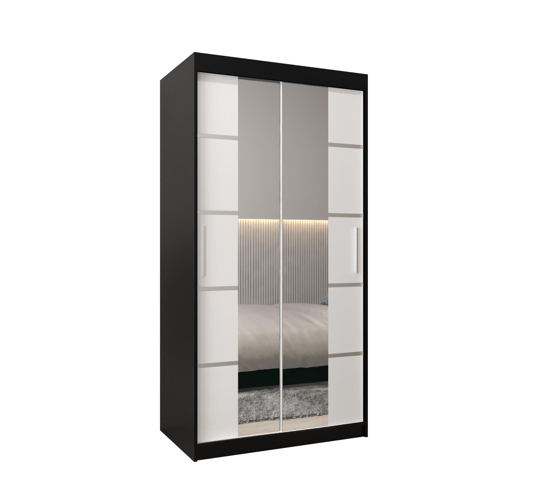 SCHWEBETÜRENSCHRANK 200/100/62 2-türig - Silberfarben/Schwarz, Holz/Kunststoff (100/200/62cm) - MÖBEL KRYSPOL