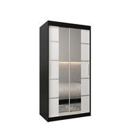 SCHWEBETÜRENSCHRANK 200/100/62 2-türig - Silberfarben/Schwarz, Holz/Kunststoff (100/200/62cm) - MÖBEL KRYSPOL