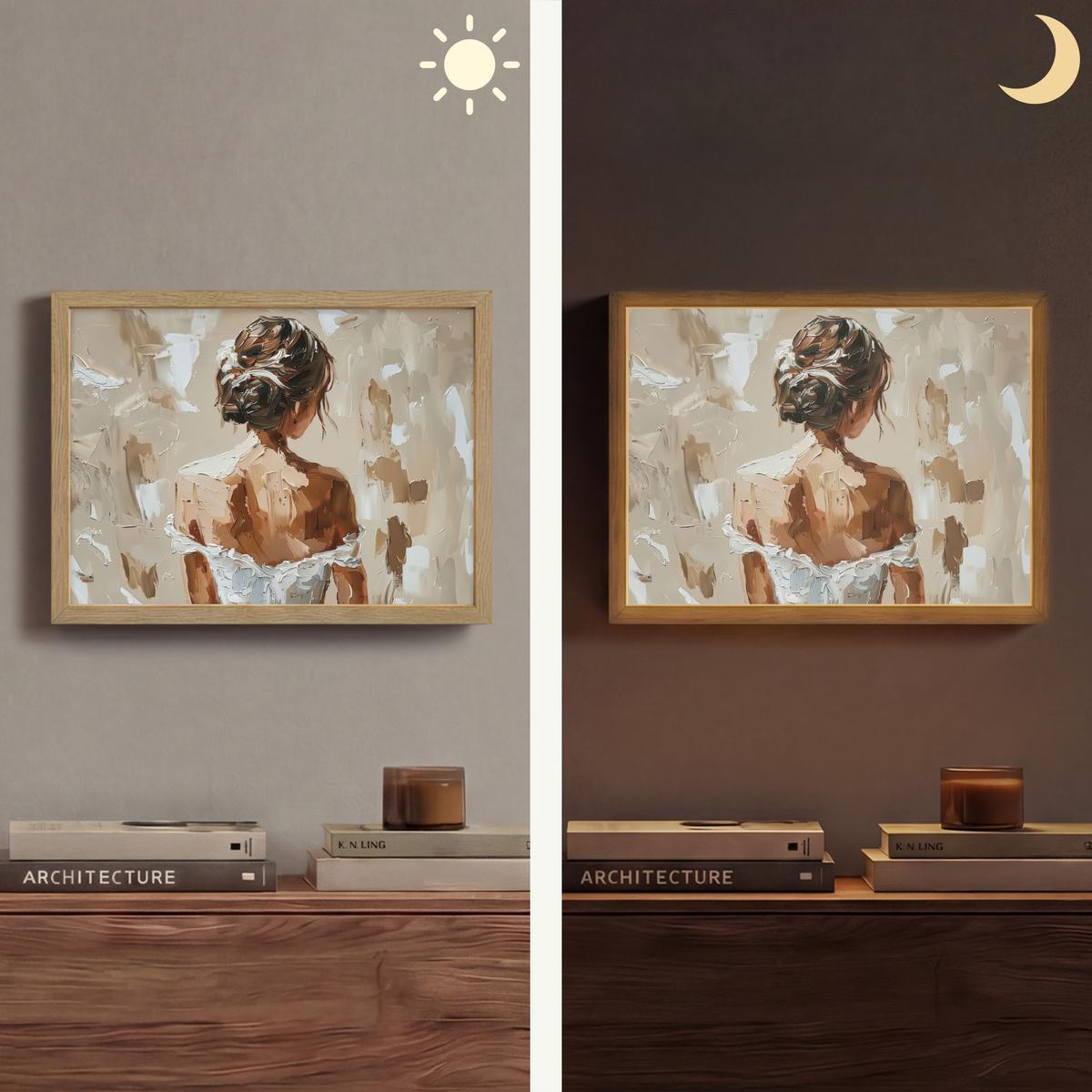 WANDLEUCHTE MIT AKKU Frau - Farbe - Abstrakt - Beige - Modern 40x30 cm - Hellbraun, Holzwerkstoff (40/30/8cm) - OnlyWow