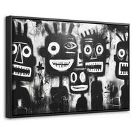 LEINWAND Bilder mit Rahmen - Malerei - Figuren - Schwarz - Abstrakt - 30x20 - Schwarz, Textil (30/20cm) - MuchoWow