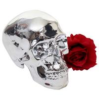 DEKO TOTENKOPF Silber - Silberfarben, Stein (12/15/18cm) - MCW