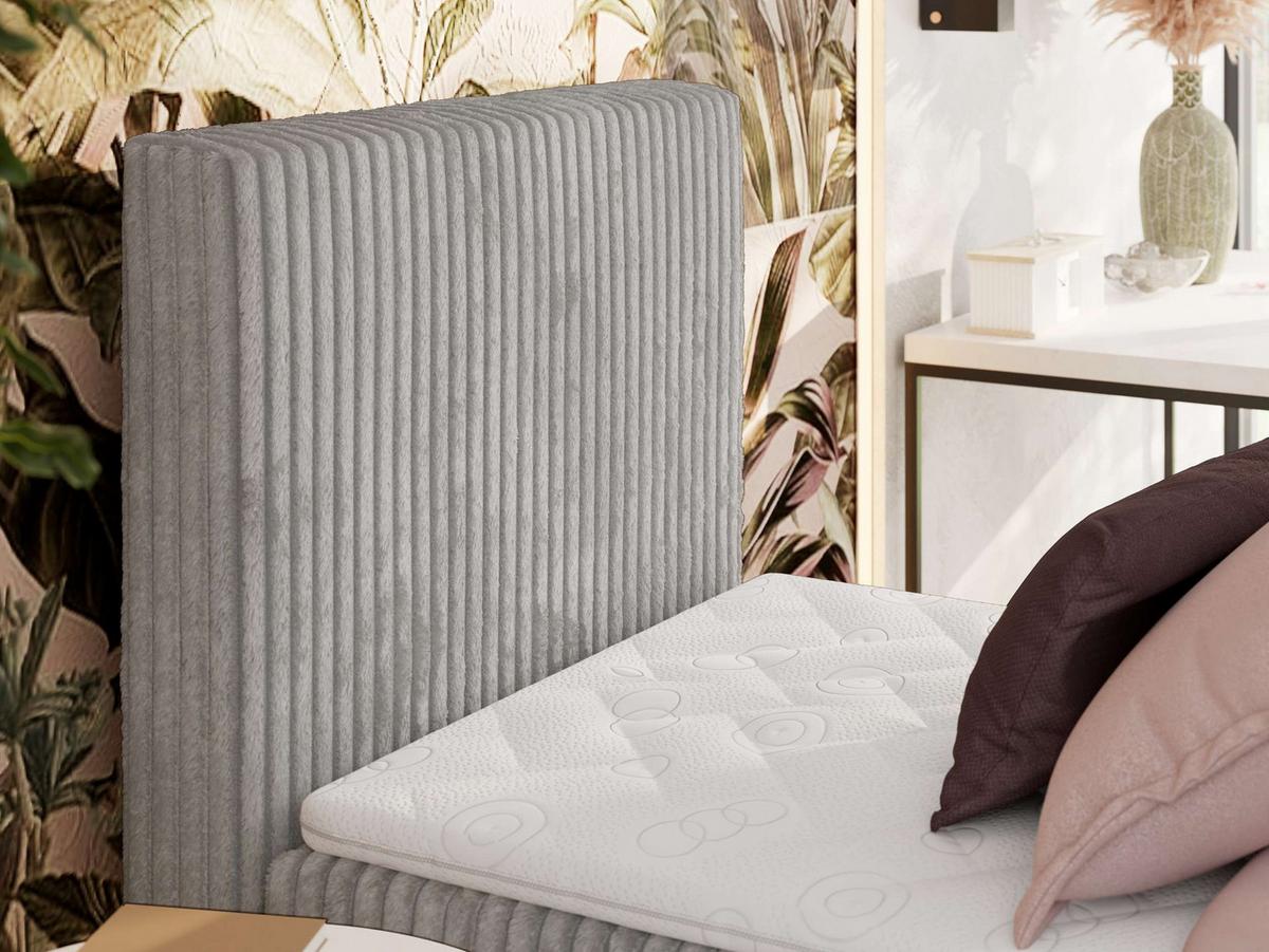 BOXBETT TILIANO 90/200 - Hellgrau Cord - H4 - Visco Topper - Links - Hellgrau, Textil (90/200cm) - MKS