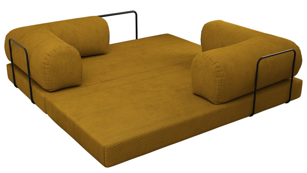 3-SITZER SOFA ORSETTO - Orange Cord - Schwarz/Orange, Textil/Metall (200/70/100cm) - MKS