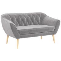 SOFA Pirs 2 Sitzer Velvet Hellgrau - Hellgrau/Braun, Holz/Textil (140/75/74cm) - MKS