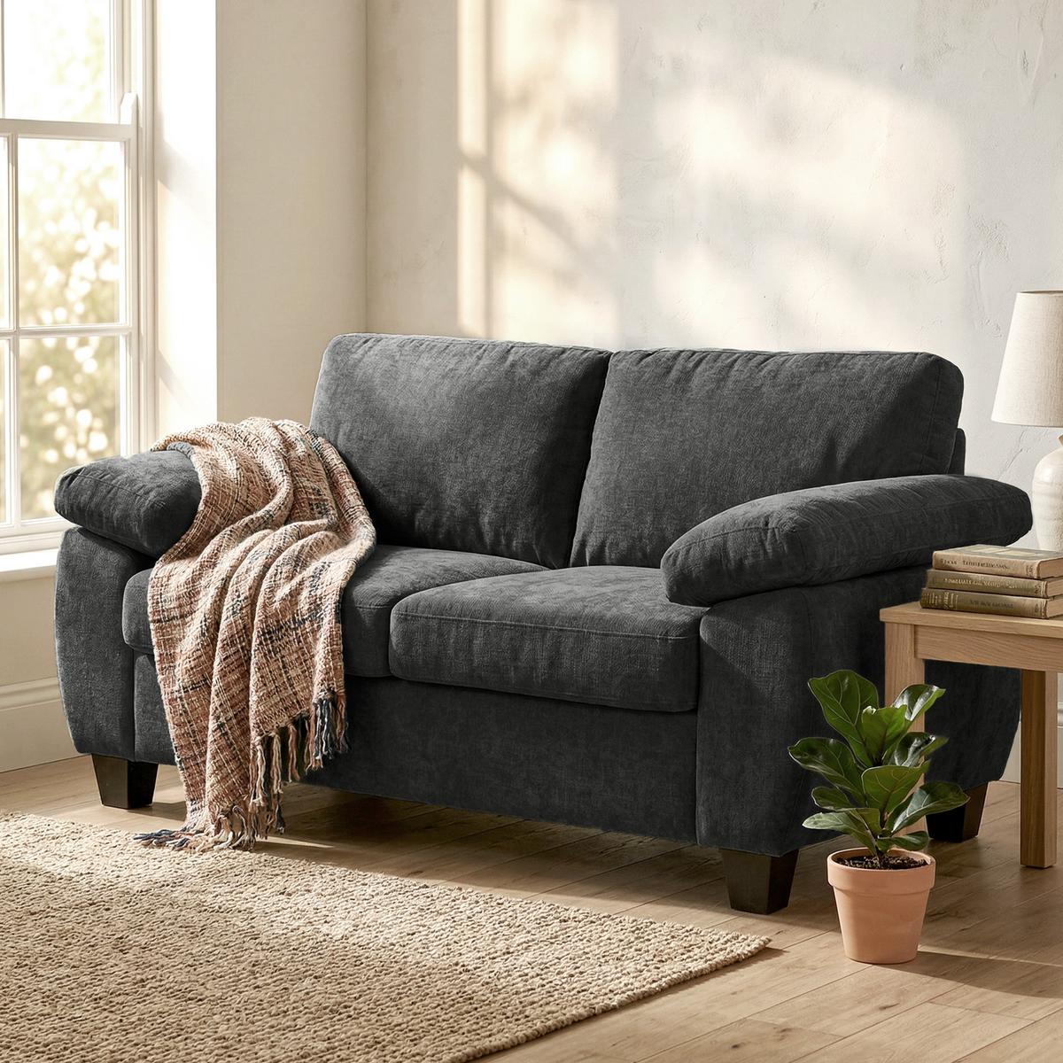 SOFA 2-Sitzer Chenille Dunkelgrau - Dunkelgrau, Holzwerkstoff/Kunststoff (77/81/156cm) - HOMCOM