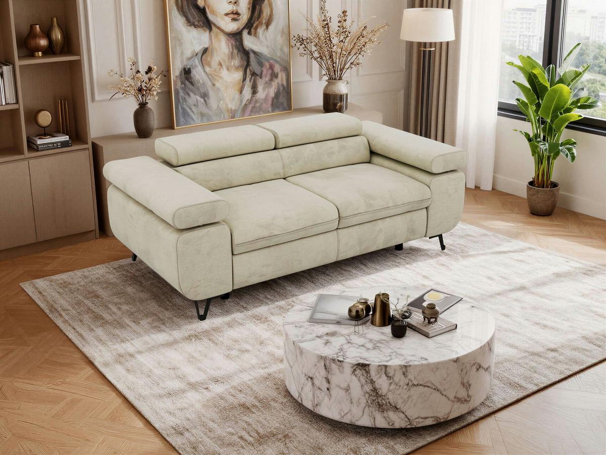 2-SITZER SOFA PETER - Beige Velvet - Beige/Schwarz, Textil/Metall (200/76/99cm) - MKS