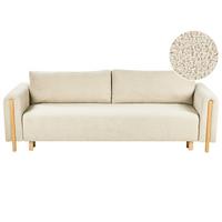 SCHLAFSOFA 3-Sitzer Bouclé Cremeweiß mit Stauraum Kvam - Creme, Textil (242/85/99cm) - Beliani