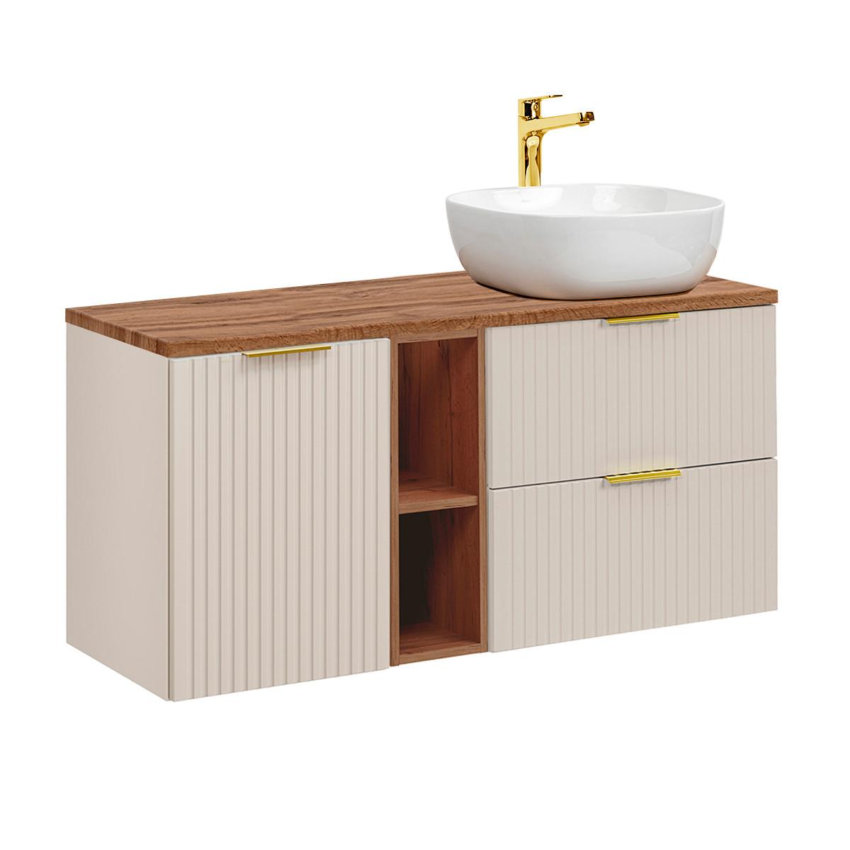 WASCHTISCH 120.8cm Adriel Kaschmir und Holz - Beige, Holzwerkstoff (120.8/59/46cm) - Petits-meubles