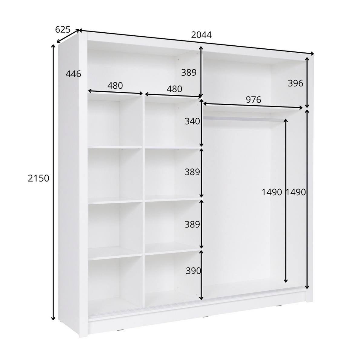 KLEIDERSCHRANK Weiß 204/215/62 - Weiß, Holzwerkstoff (204/215/62cm) - RAUMHIRSCH FURNITURE