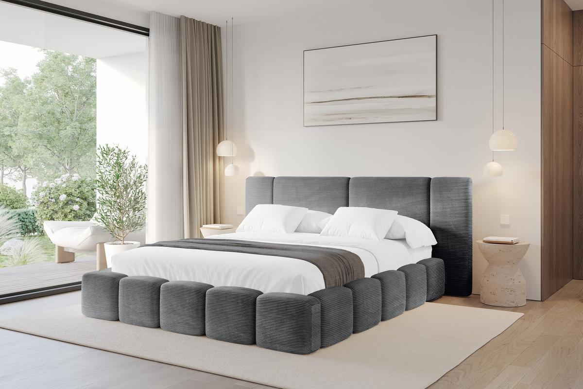 POLSTERBETT mit Bettkasten und Lattenrost, Bett mit Matratze H3/H4 - NILO 120x200 Dunkelgrau - Graphitfarben, Holzwerkstoff/Textil (120/200cm) - ALTDECOR