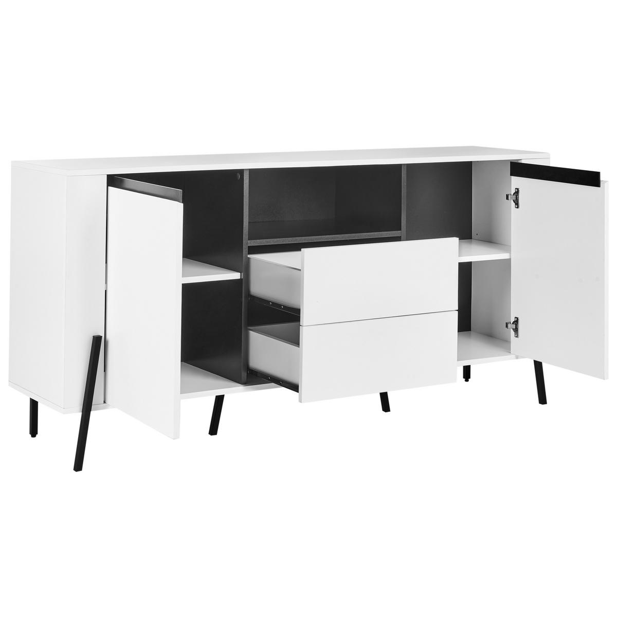 SIDEBOARD mit 2 Türen Weiß Blackpool - Weiß, Holzwerkstoff (160/76/39cm) - Beliani