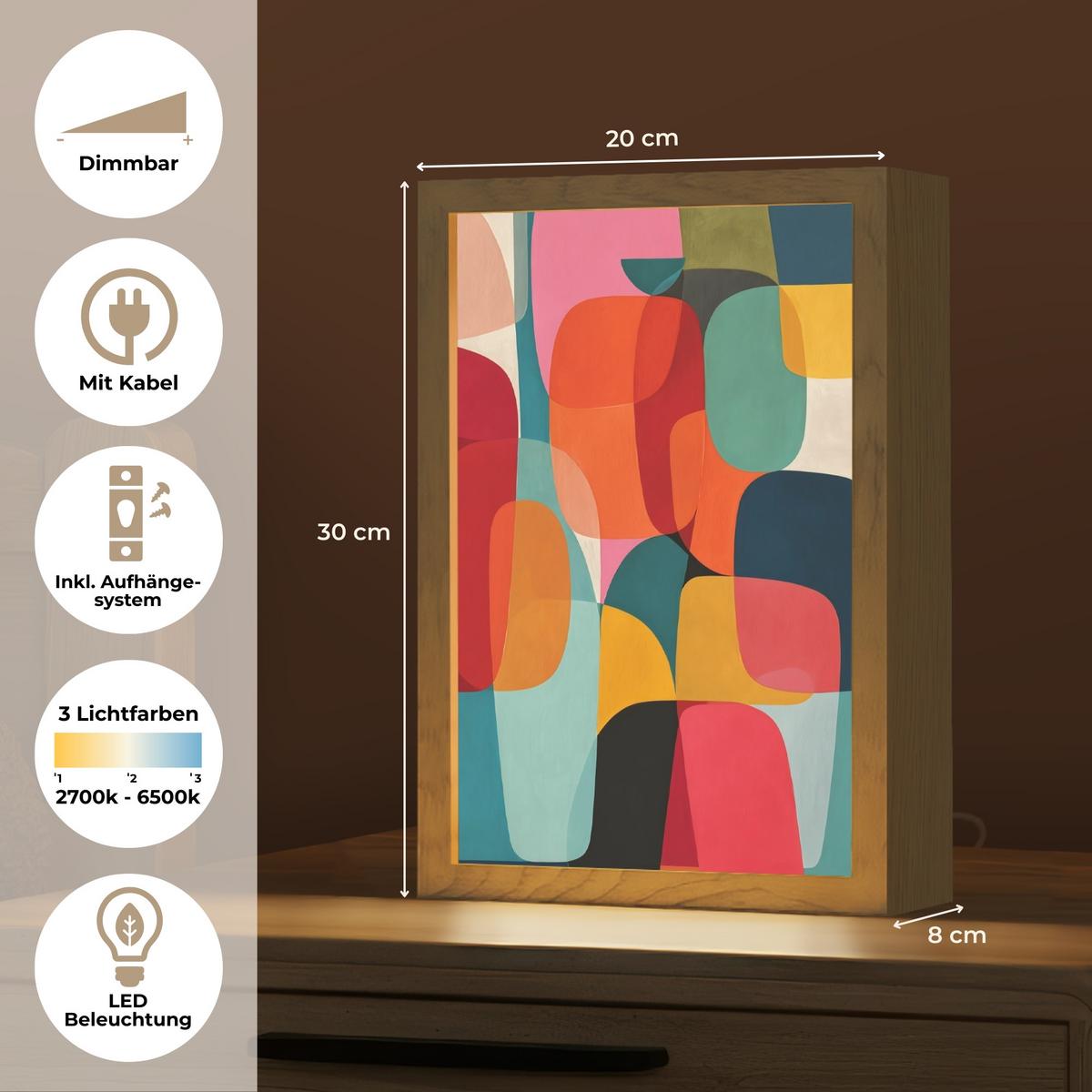 WANDLEUCHTE Formen - Bunt - Abstrakt - Flugzeuge 20x30 cm - Multicolor, Holzwerkstoff (20/30/8cm) - OnlyWow