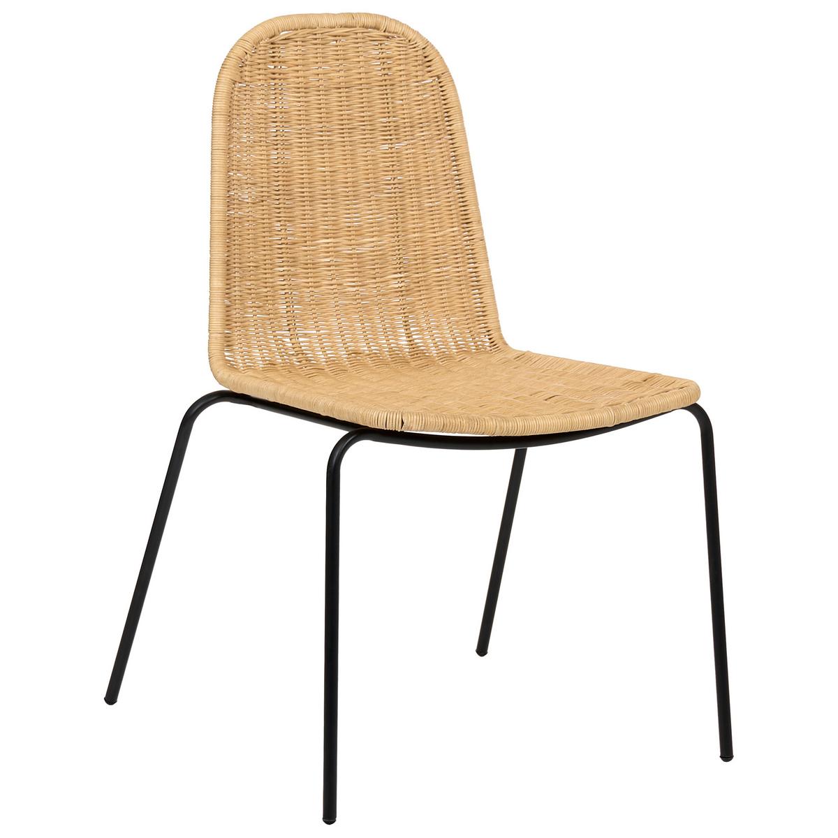 ESSZIMMERSTUHL 2er Set Rattan Naturfarben Roxton - Naturfarben, Naturmaterialen (56/85/54cm) - Beliani