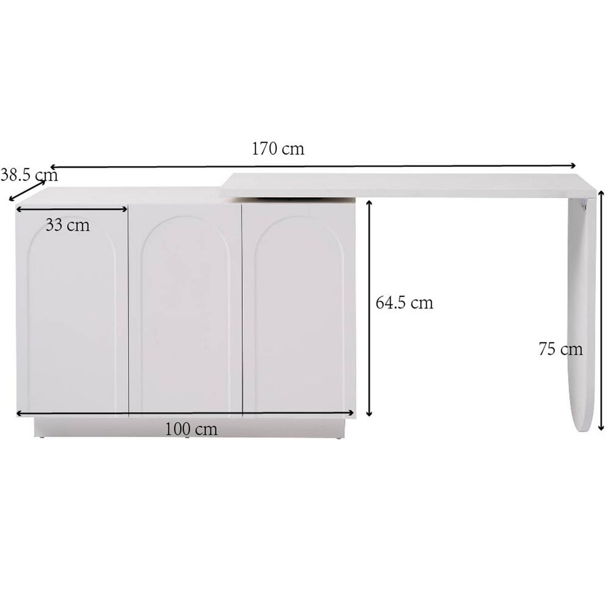 SCHREIBTISCH Weiß mit 360° Drehfunktion Flexibler Eckschreibtisch & Sideboard - Weiß, Holzwerkstoff (40/110/75cm) - Urban Meuble