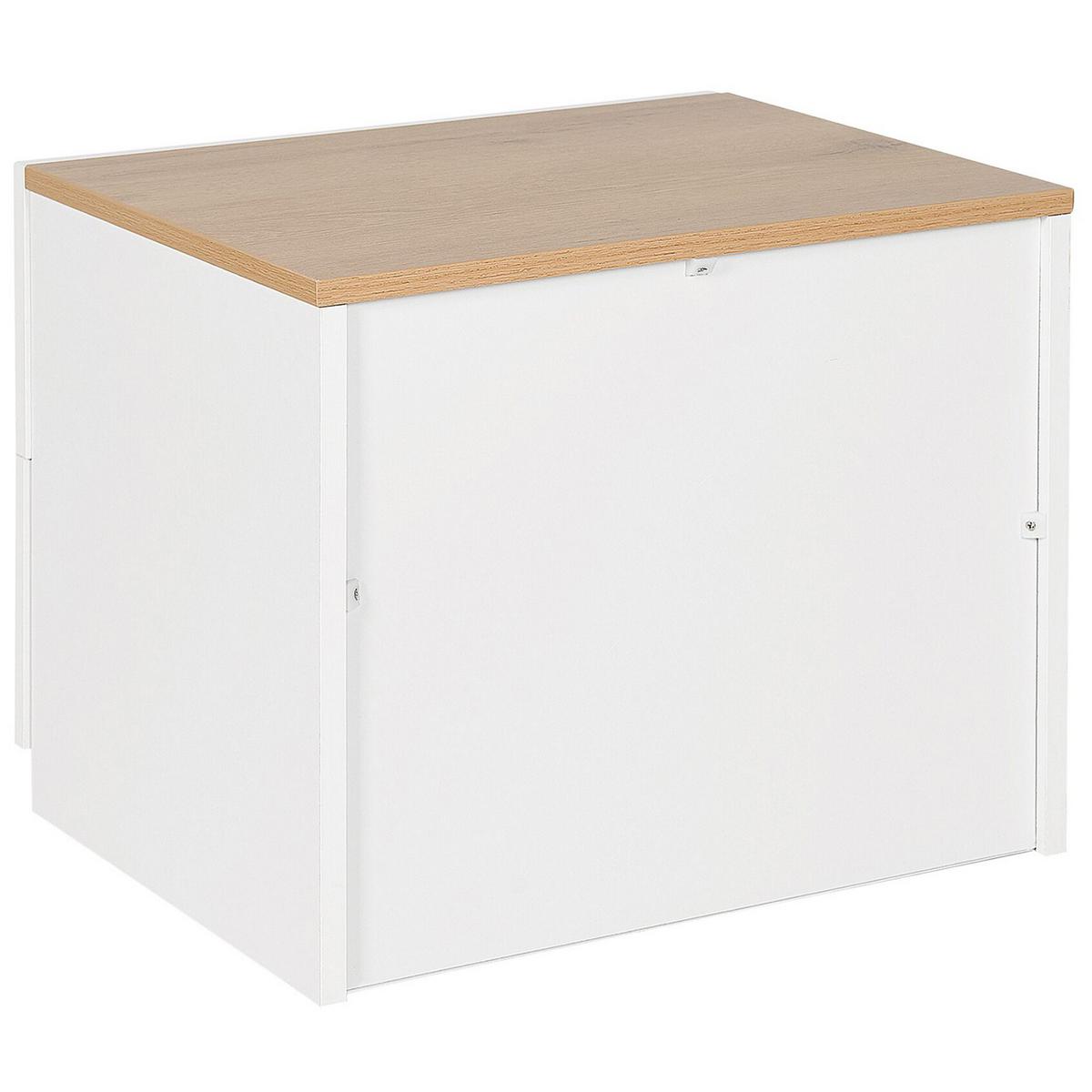 NACHTTISCH weiß/heller Holzfarbton 2 Schubladen Edison - Hellbraun/Schwarz, Holzwerkstoff (52/43/39cm) - Beliani
