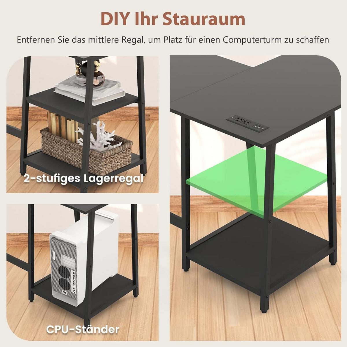 SCHREIBTISCH 75cm Schwarz - Schwarz, Holz (120/120/75cm) - COSTWAY