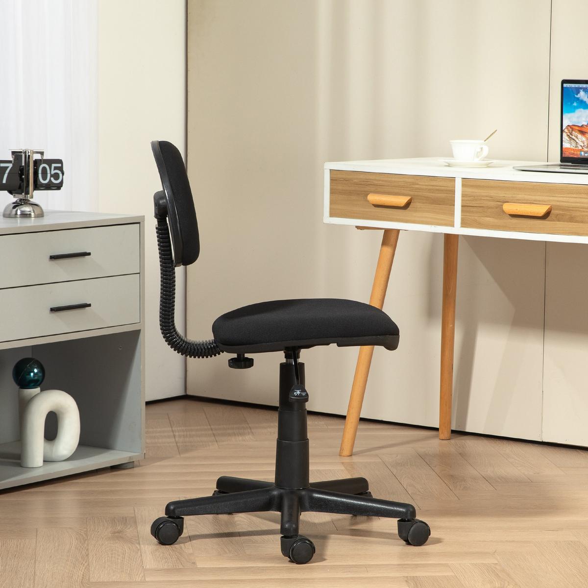 BÜROSTUHL Polyester Schaumstoff Schwarz - Schwarz, Kunststoff (43/85/51cm) - HOMCOM