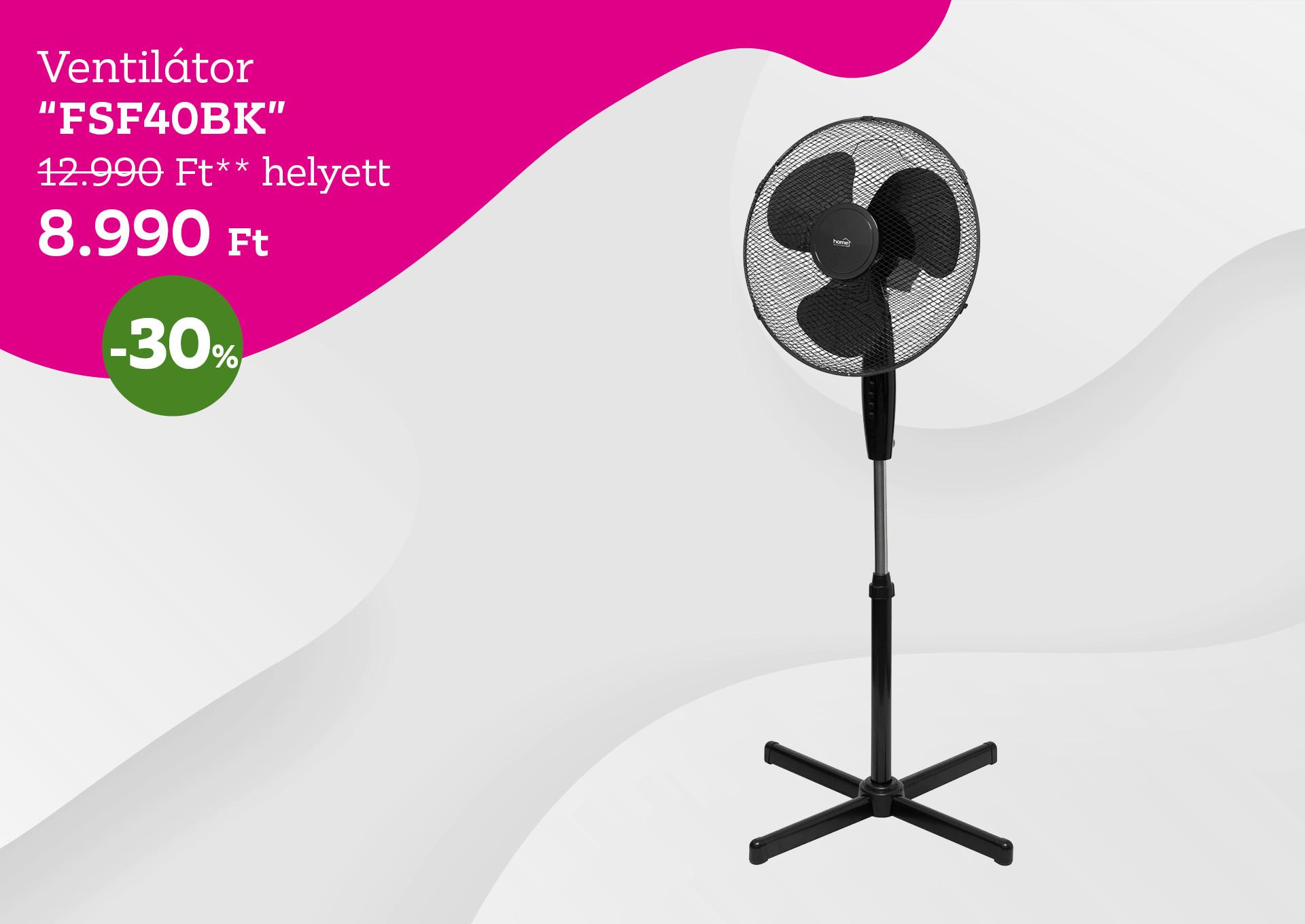 Ventilátor FSF40BK 12990 Forint helyett 8990 Forint, kedvezmény mértéke 30%
