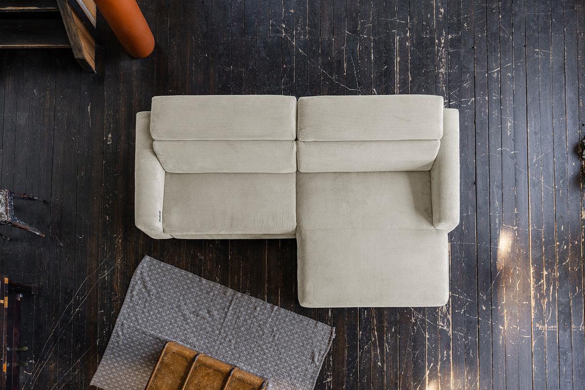 ECKSOFA LAISKA Cremeweiß Cord - Creme/Schwarz, Textil/Metall (282/177cm) - KAWOLA