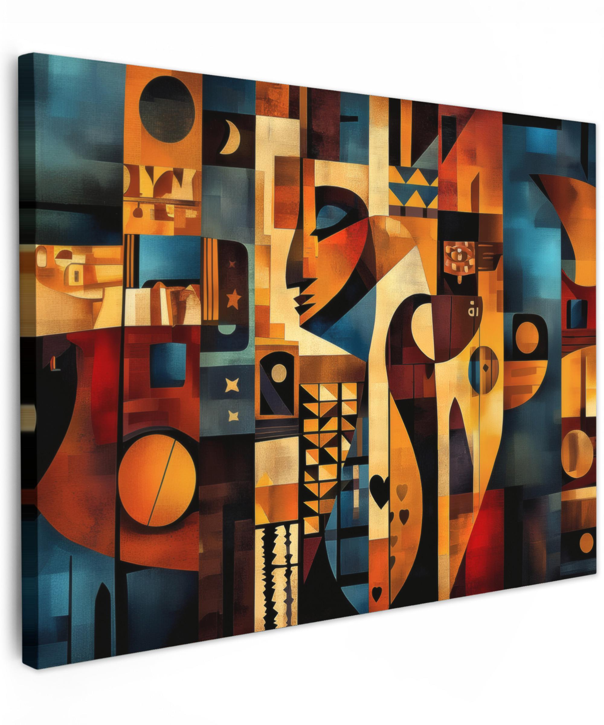 LEINWANDBILD Figuren - Abstrakt - Symbole Wandbilder 80x60 cm - Terracotta, Textil (80/60cm) - MuchoWow