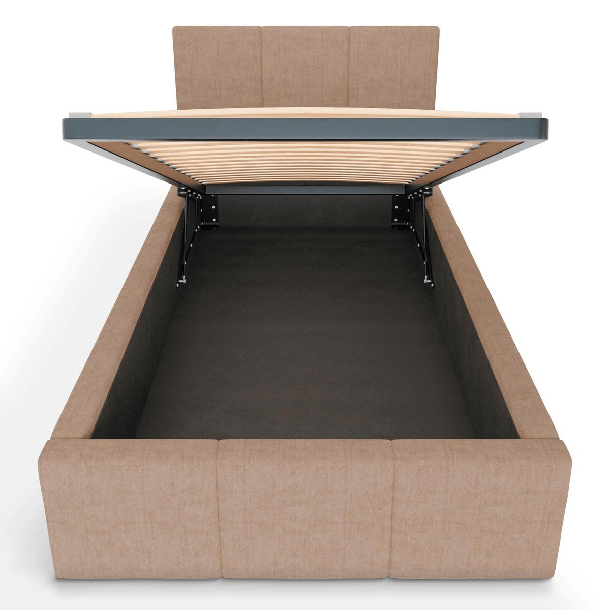 POLSTERBETT für Schlafzimmer Bett mit Stauraum Beige 90x200 - Beige, Holzwerkstoff/Metall (90/200cm) - Muralo