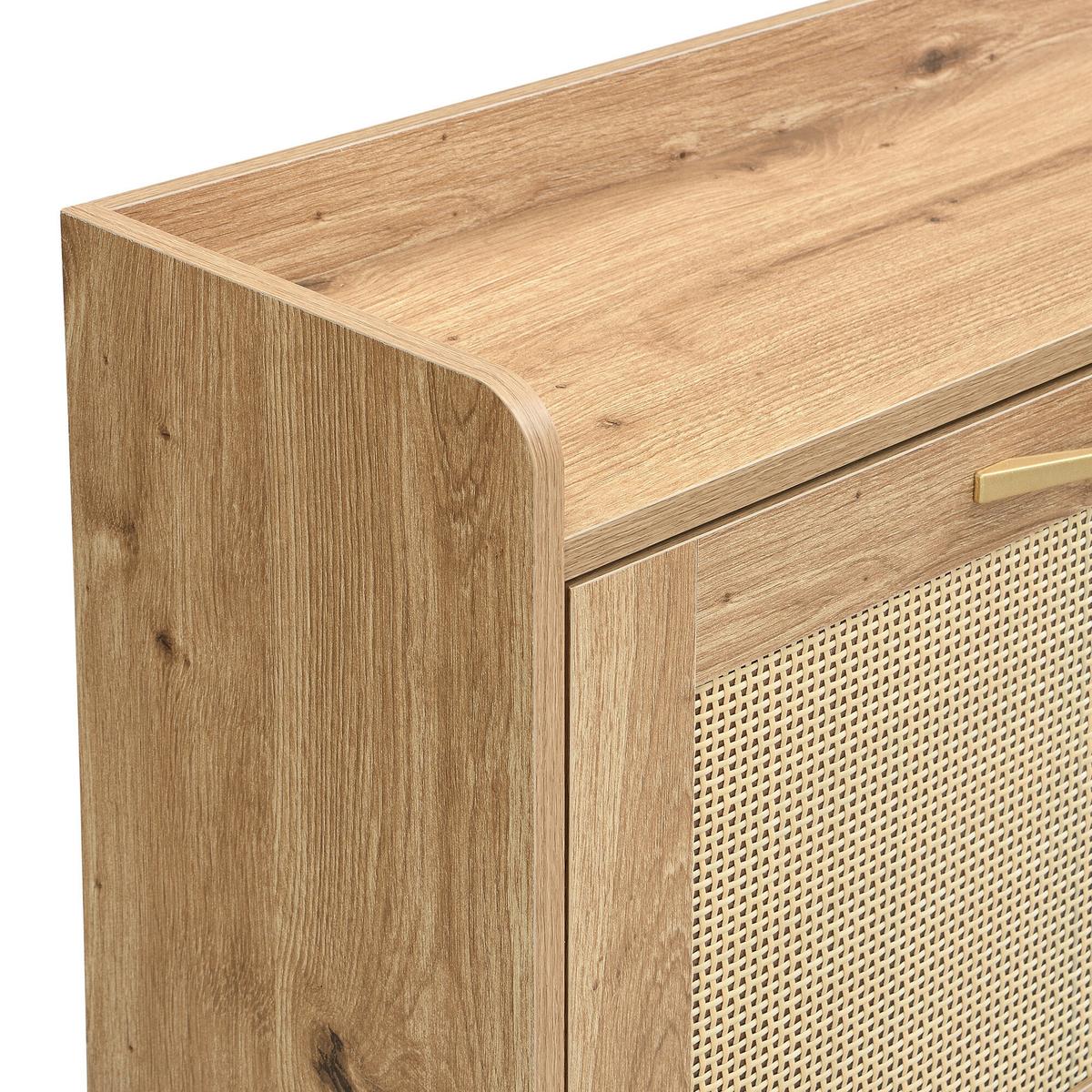 SCHUHSCHRANK aus Holz mit Rattantüren - Hellbraun, Holzwerkstoff (24/100/108cm) - Urban Meuble