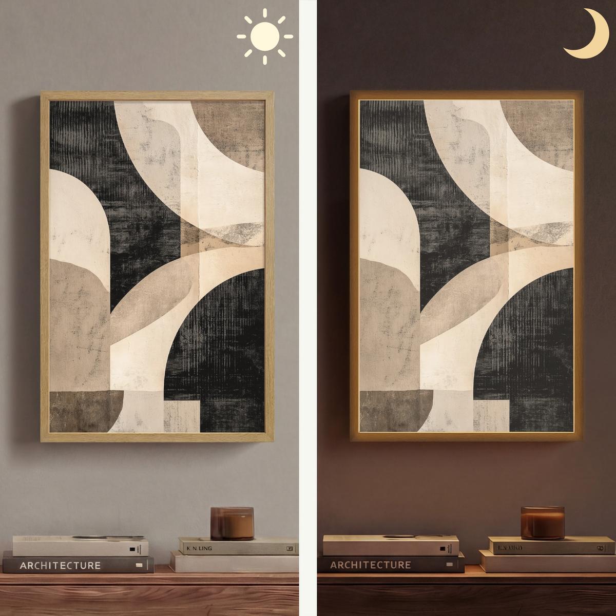 WANDLEUCHTE MIT AKKU Abstrakt - Formen - Modern - Beige 40x60 cm - Grau, Holzwerkstoff (40/60/8cm) - OnlyWow