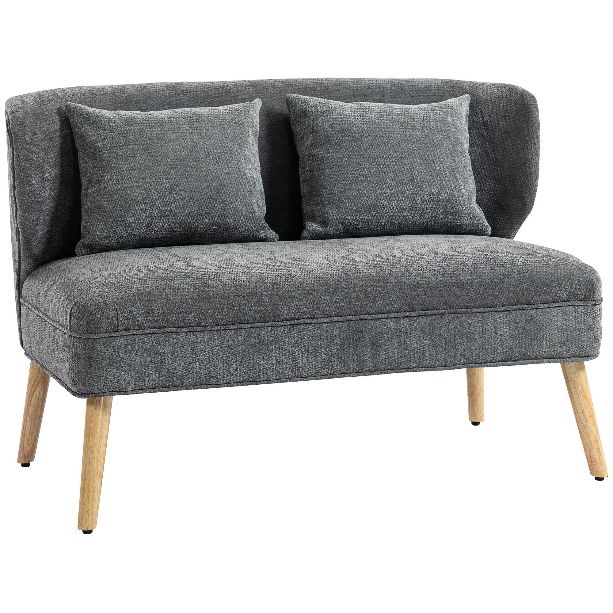 2-SITZER-SOFA Polyester Grau - Beige/Naturfarben, Holz/Holzwerkstoff (65/78.5/117cm) - HOMCOM