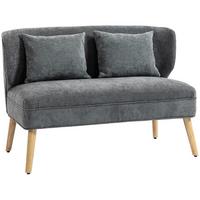 2-SITZER-SOFA Polyester Grau - Beige/Naturfarben, Holz/Holzwerkstoff (65/78.5/117cm) - HOMCOM