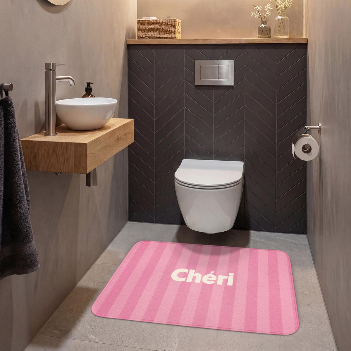 WC-VORLEGER Gestreift - Rosa - Chéri Toilettenteppich 90x60 cm - Pink, Textil (90/1cm) - OnlyWow