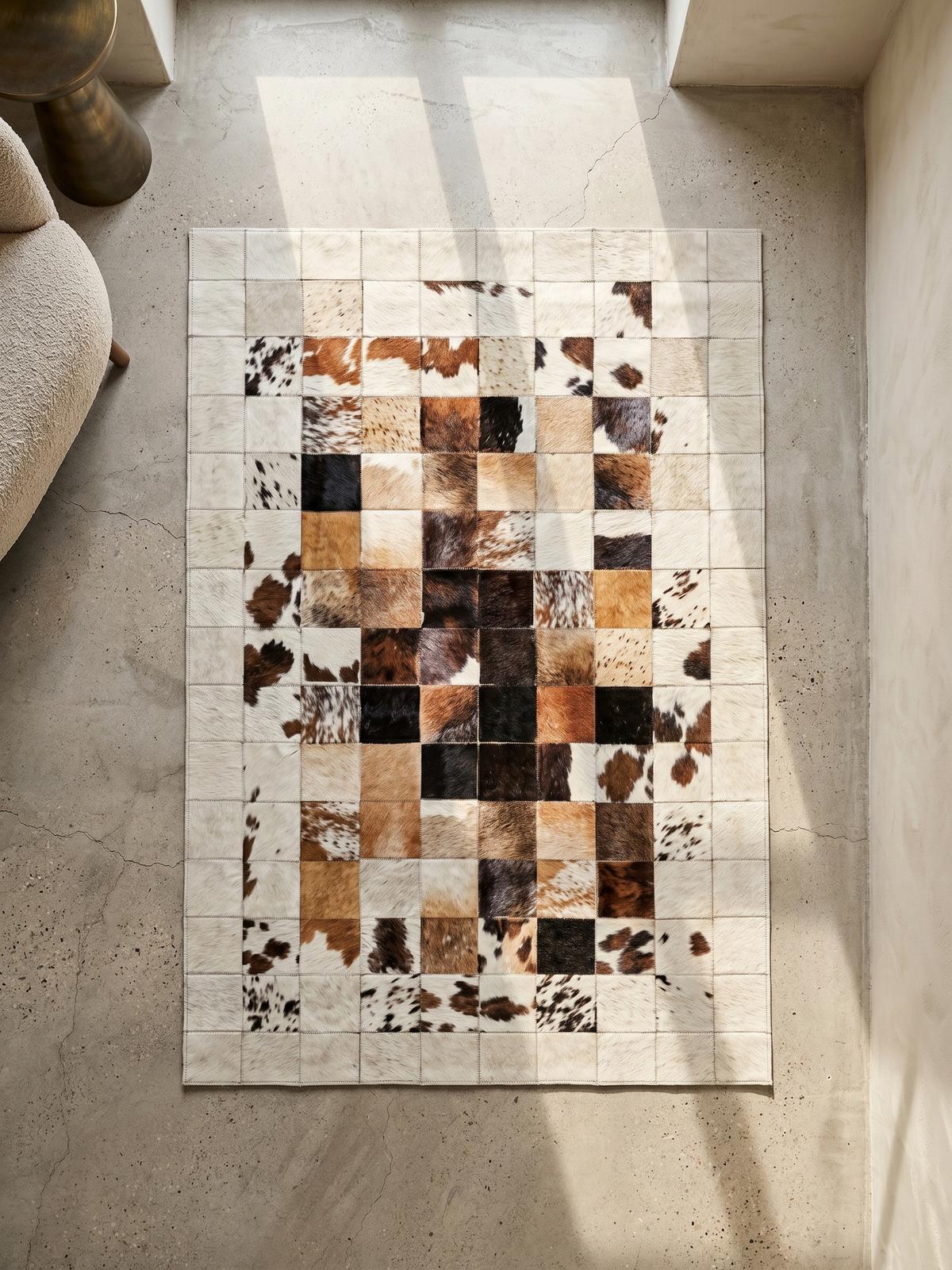 TEPPICH Flachgewebe Waschbar PIZOL in Weiß, im Patchwork-Stil, 140 x 200 cm - Weiß, Textil (200/140cm) - KADIMA DESIGN